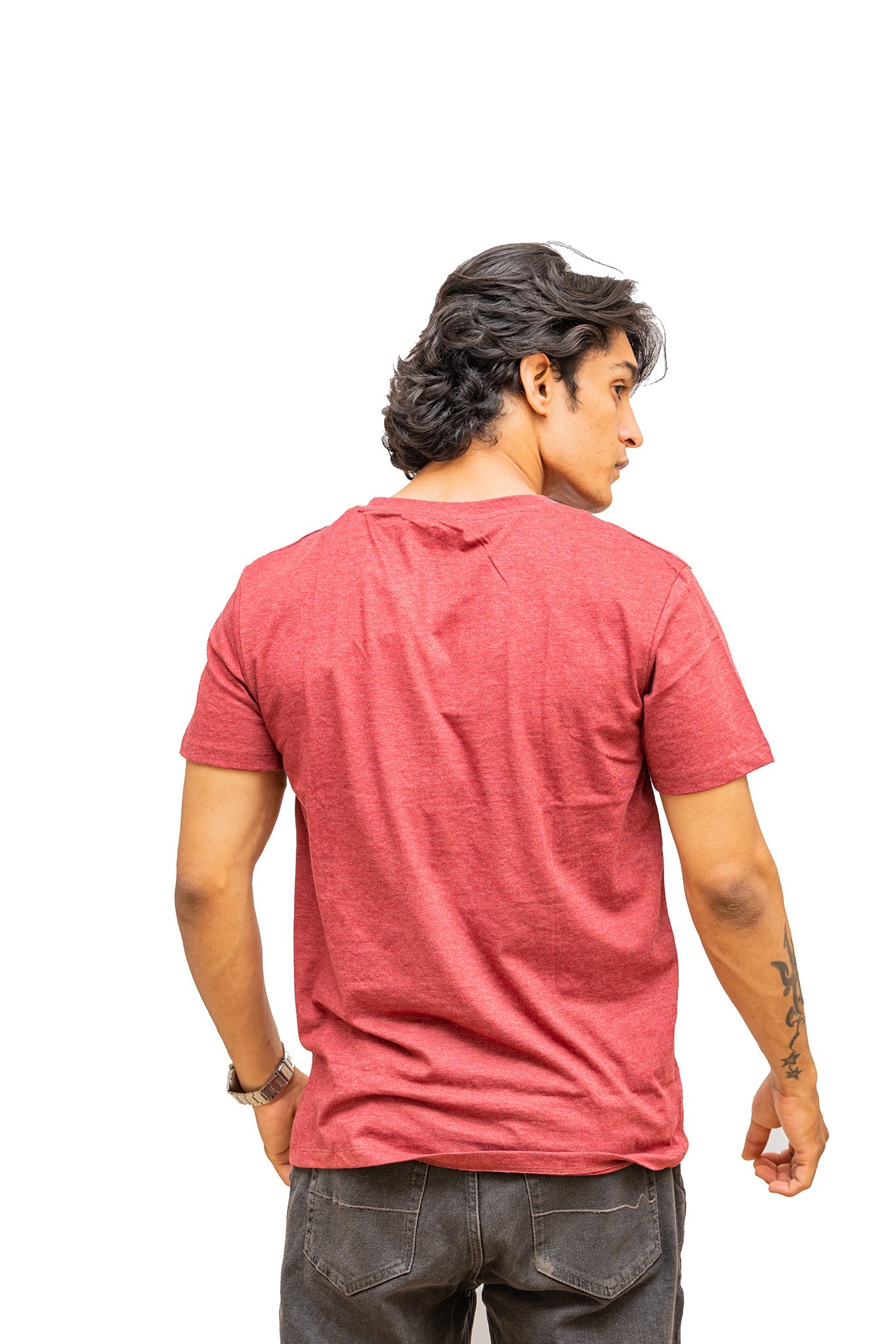 Men's Cardinal Heather Plain T-shirt 004