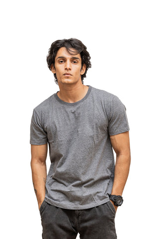 Men's Dark Grey Heather Plain T-shirt 001