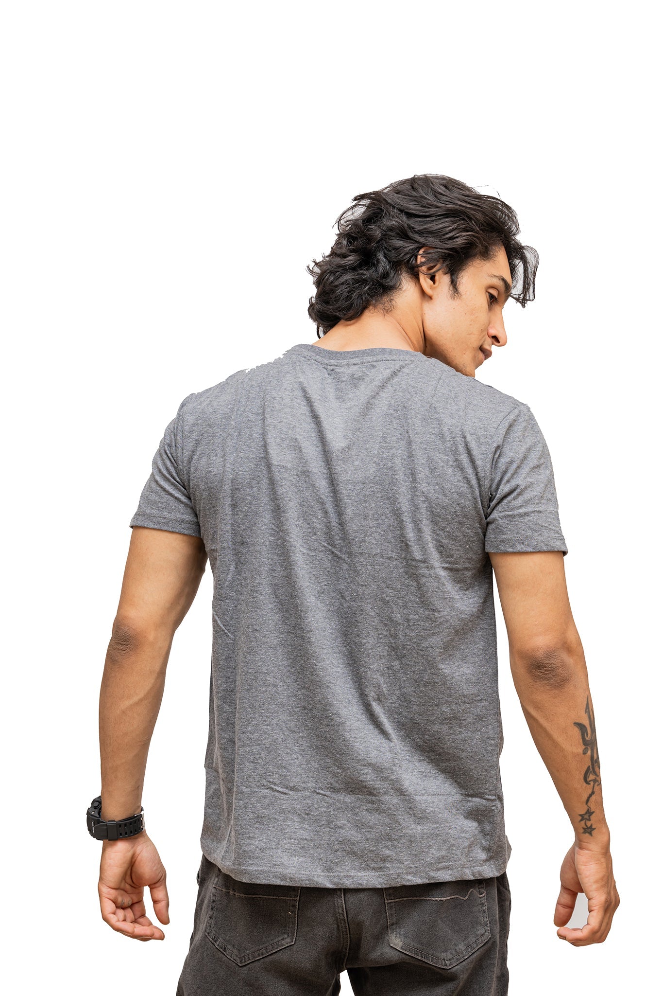 Men's Dark Grey Heather Plain T-shirt 003