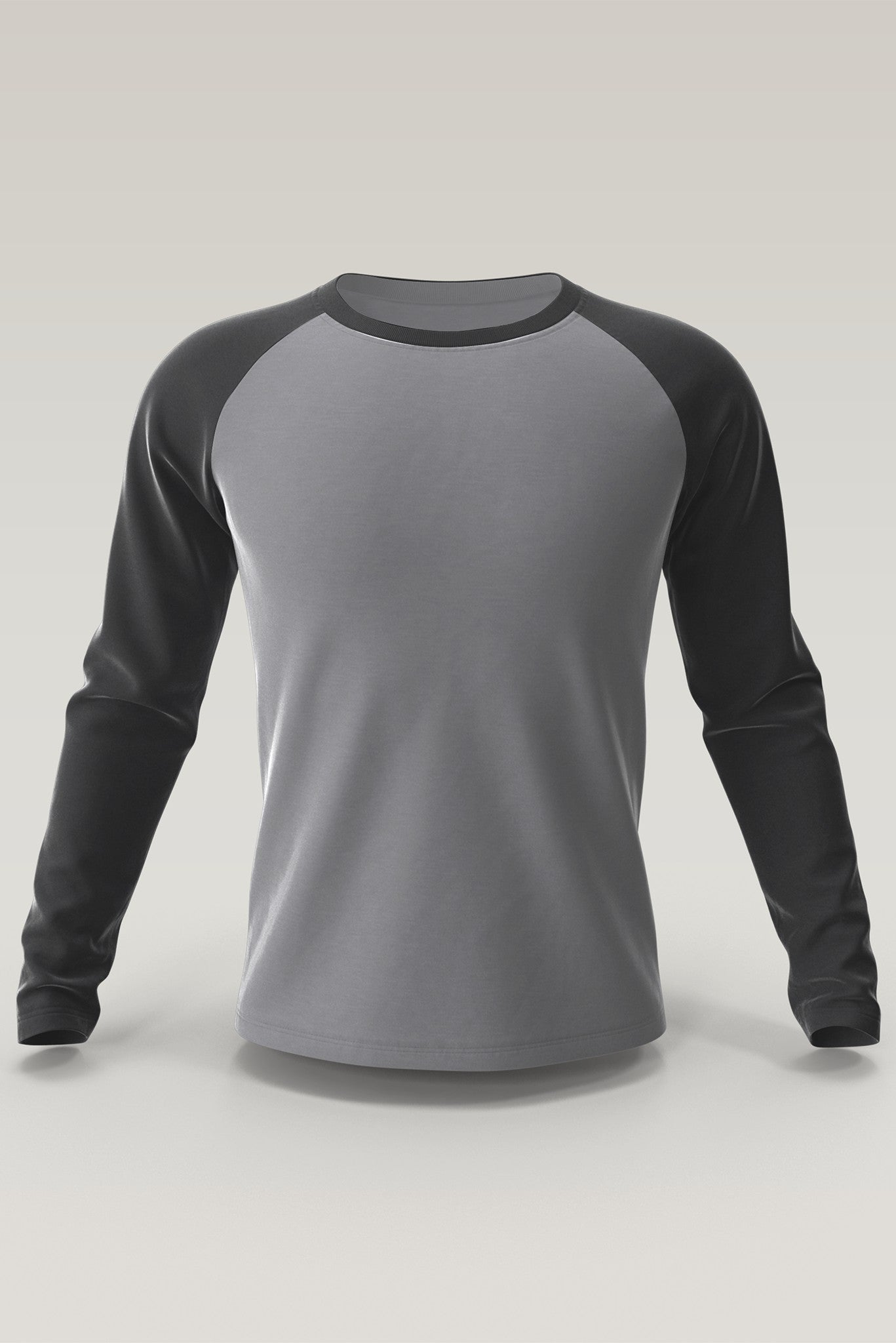 Men's Grey - Black Raglan Full Sleeves T-shirts 001