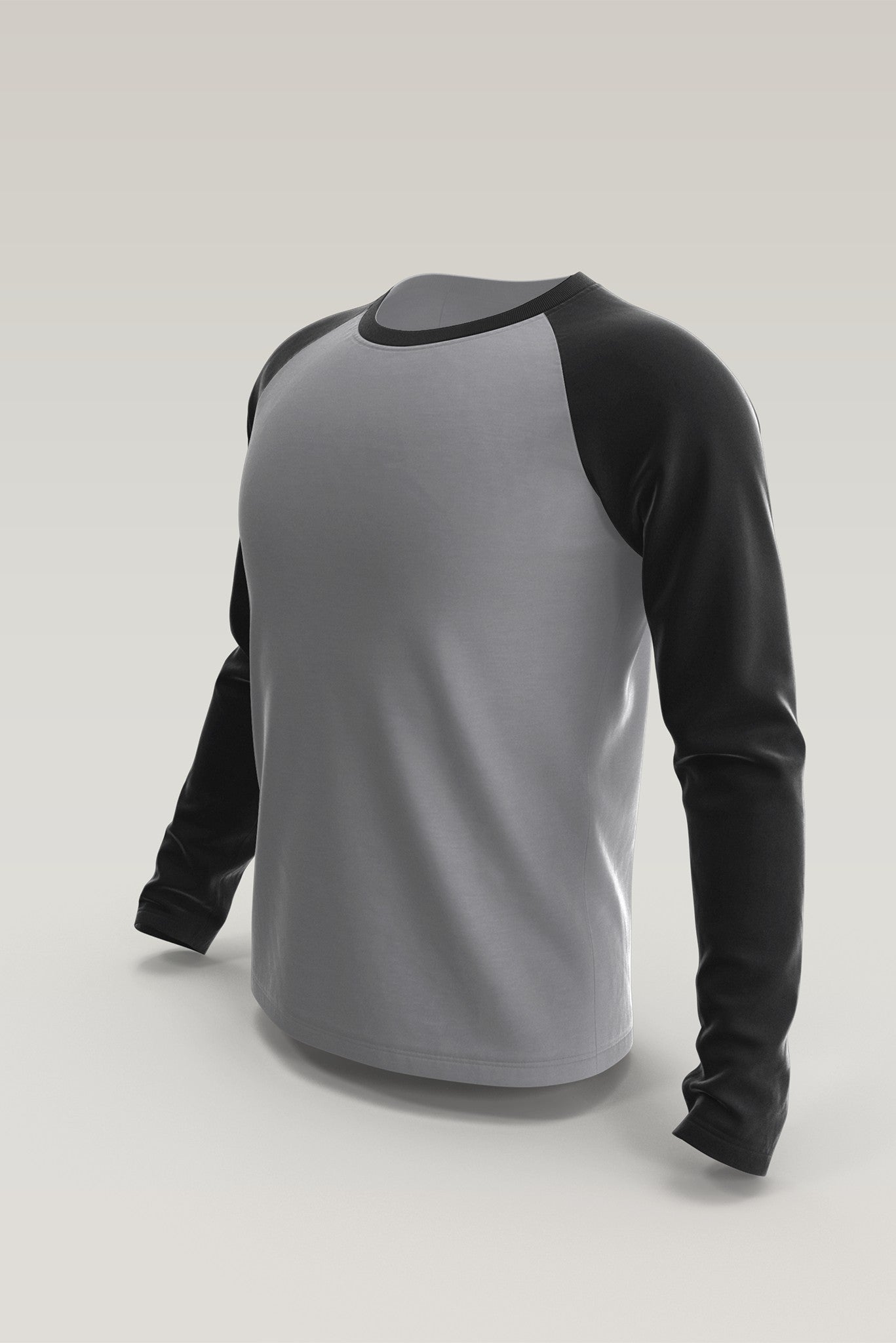 Men's Grey - Black Raglan Full Sleeves T-shirts 003