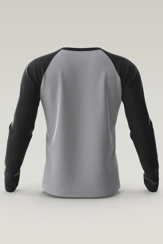 Men's Grey - Black Raglan Full Sleeves T-shirts 001