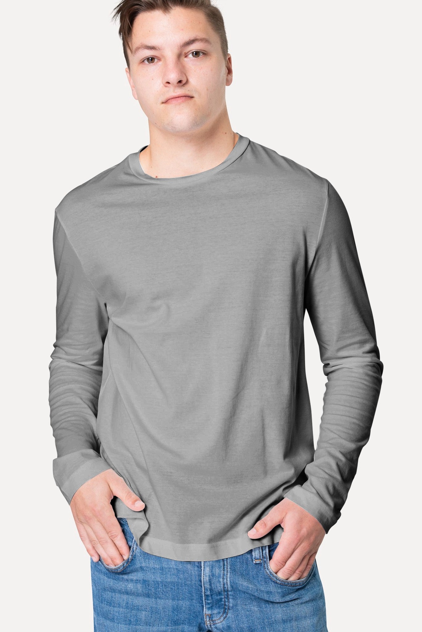 Men's Grey Heather Mist Full Sleeves T-shirts 003