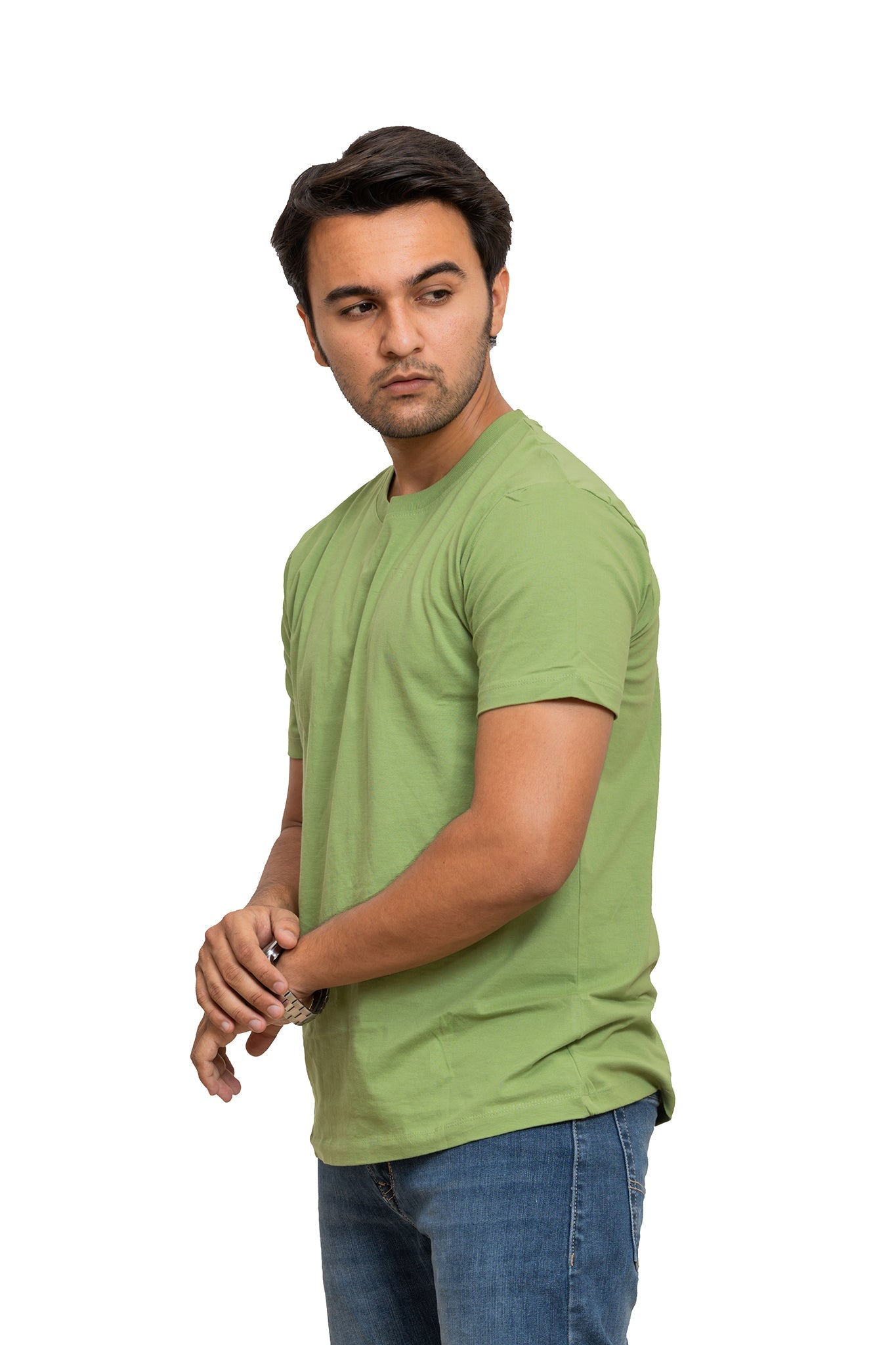 Men's Kiwi Green Plain T-shirt 002