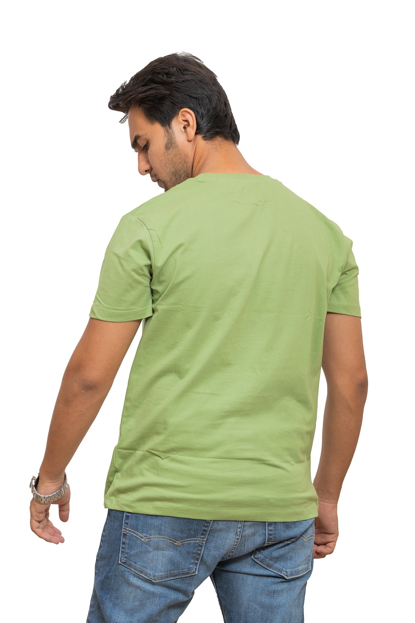 Men's Kiwi Green Plain T-shirt 003