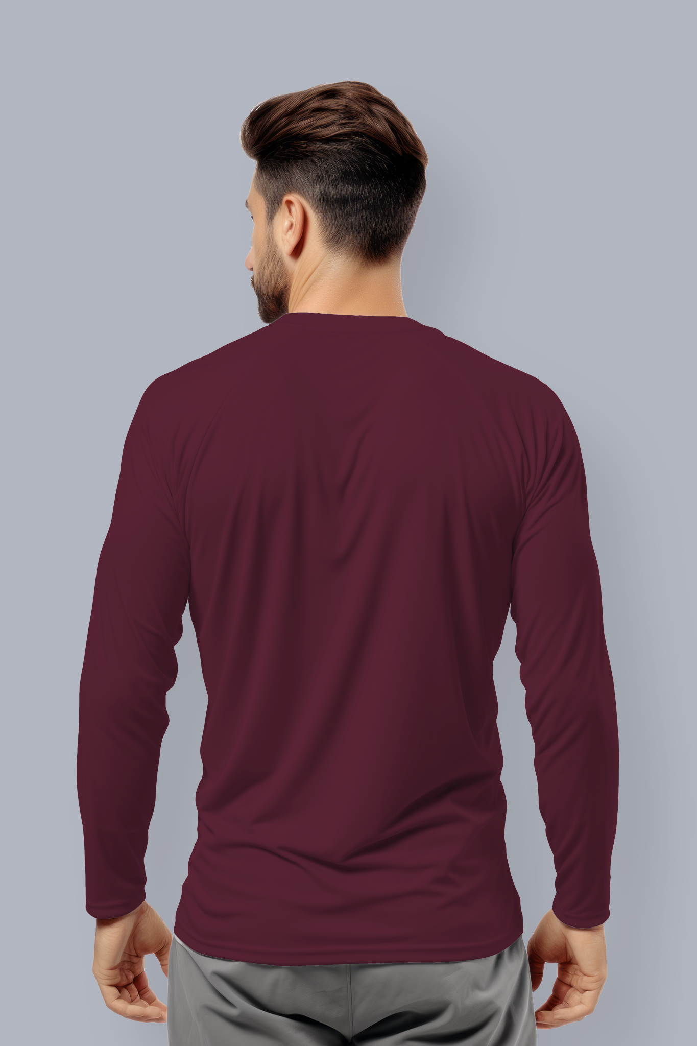 Men's Maroon Wine Full Sleeves T-shirts 006