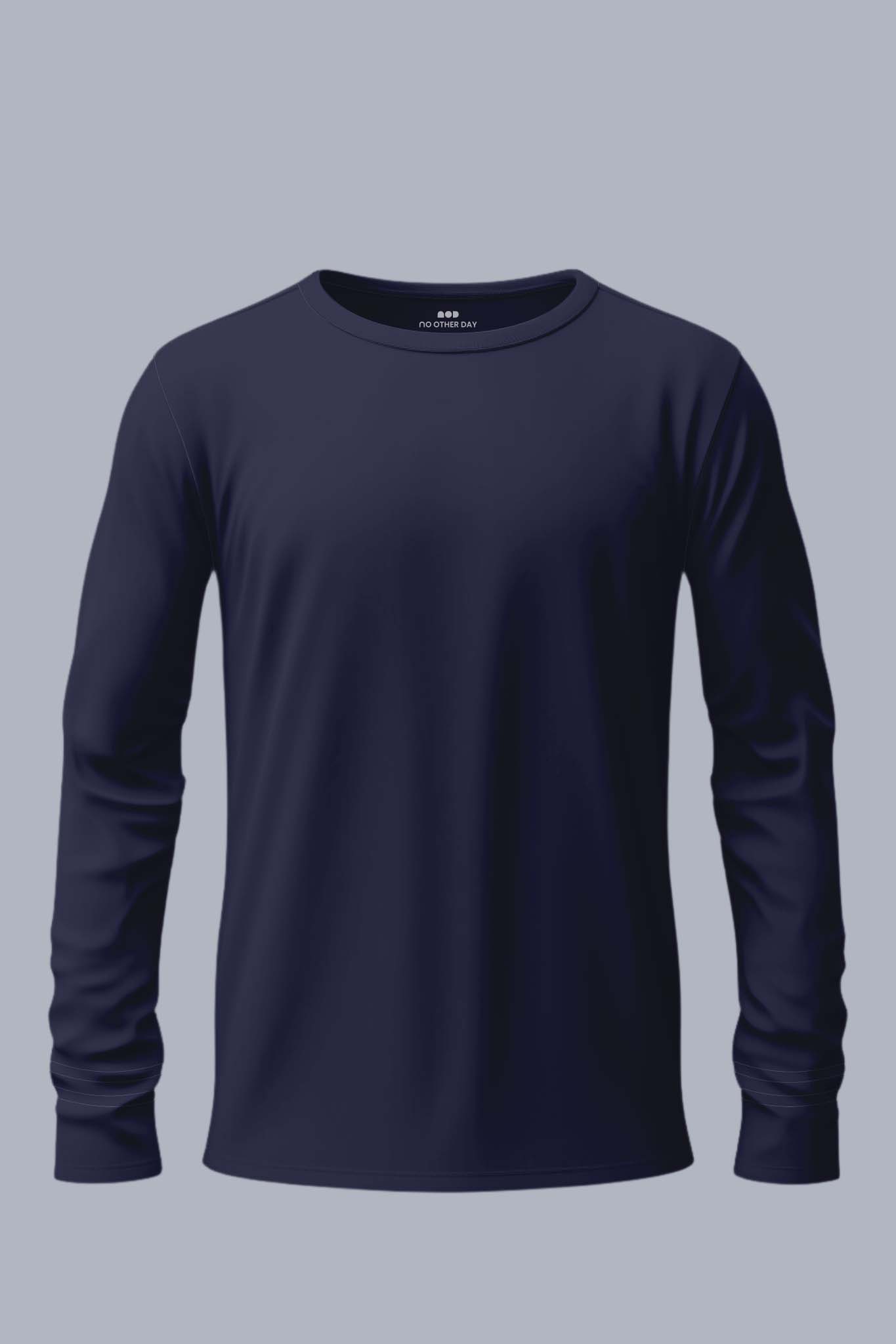 Men's Navy Blue Regal Full Sleeves T-shirts 001