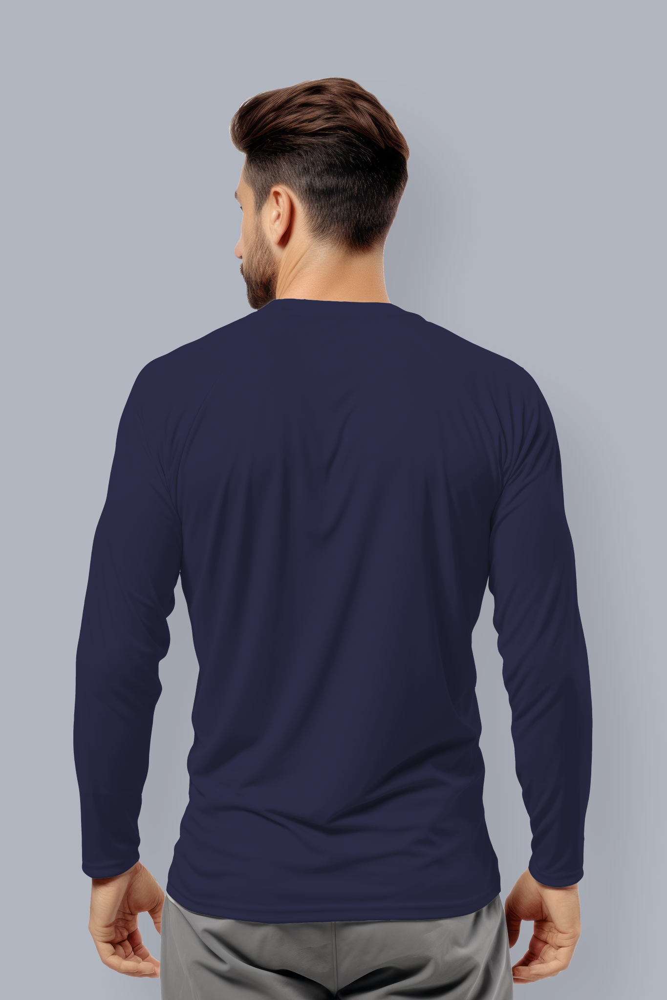 Men's Navy Blue Regal Full Sleeves T-shirts 002