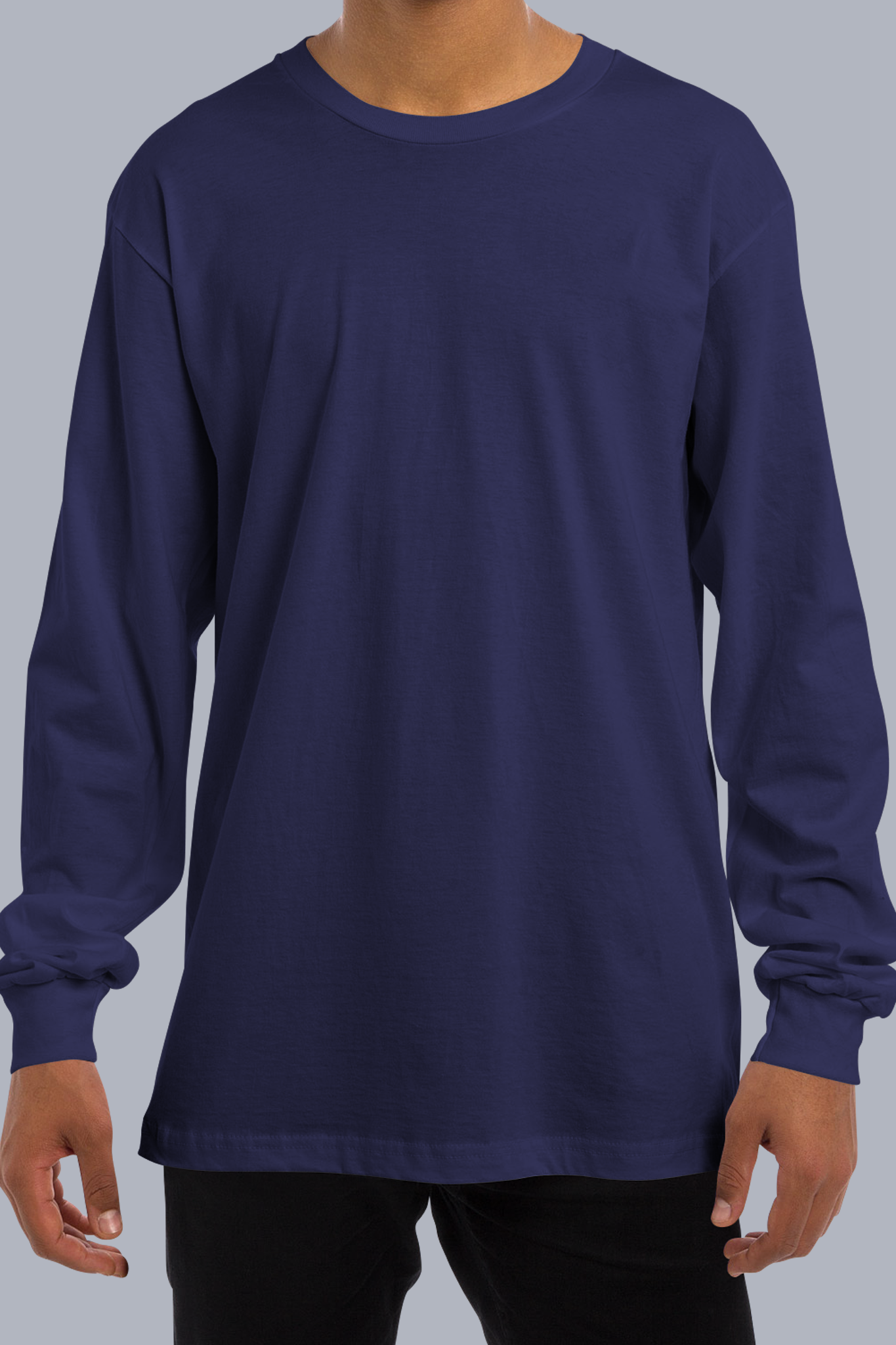 Men's Navy Blue Regal Full Sleeves T-shirts 003