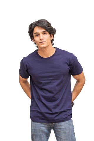 Men's Navy Blue Regal Plain T-shirt 001