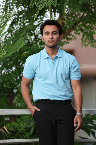 Men's Ocean Blue Serenity Polo T-shirt 001