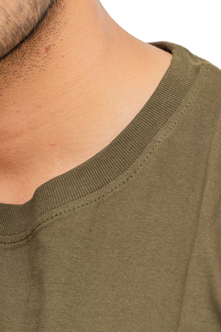 Men's Olive Green Plain T-shirt 001