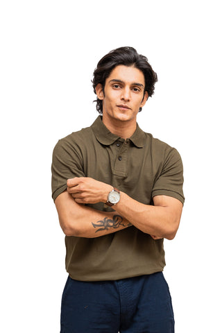 Men's Olive Green Polo T-shirt 001