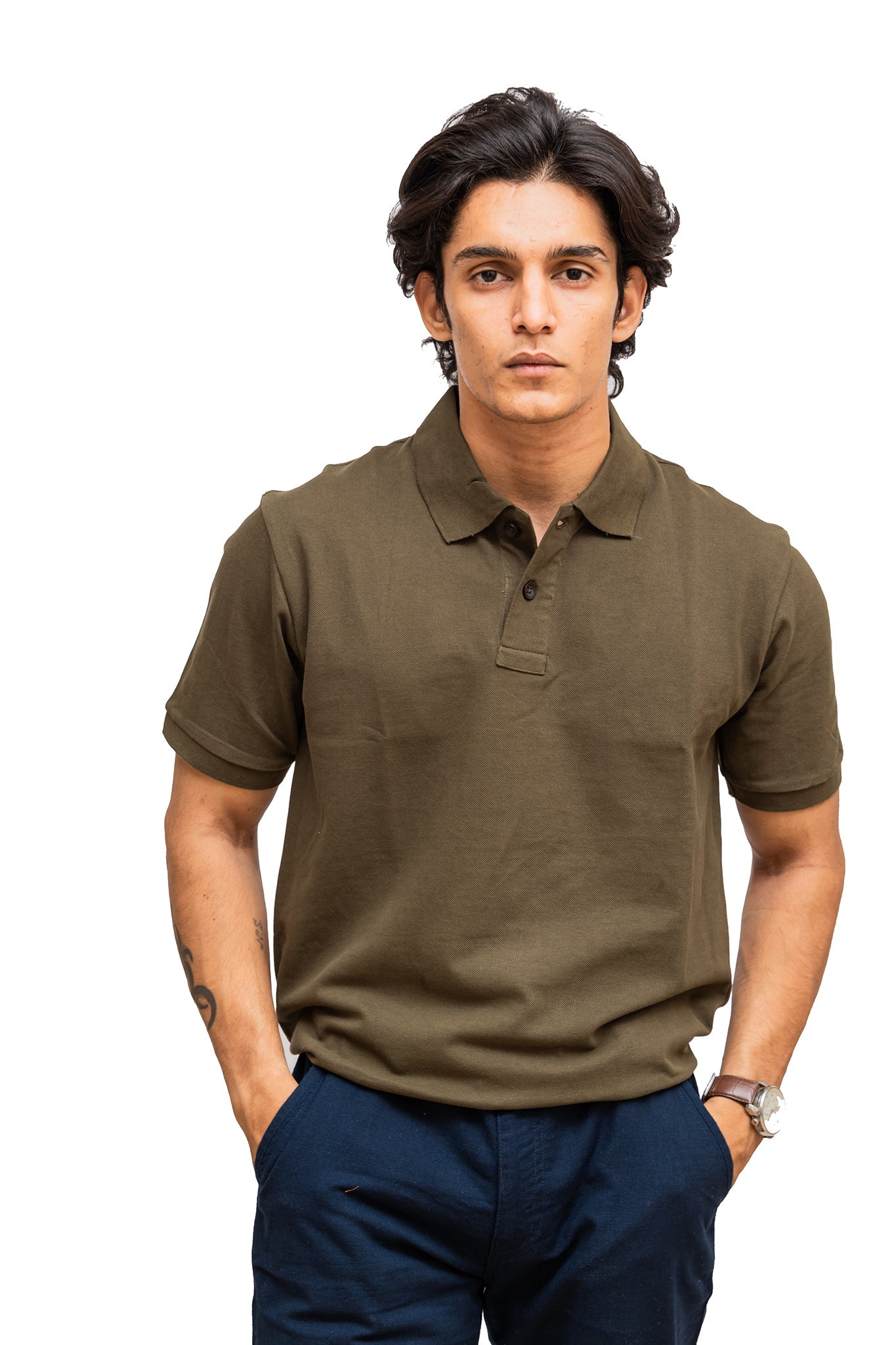 Men's Olive Green Polo T-shirt 002