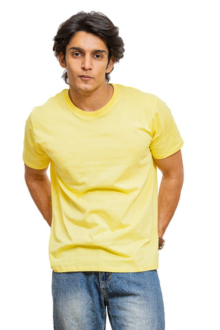 Men's Pale Yellow Plain T-shirt 001