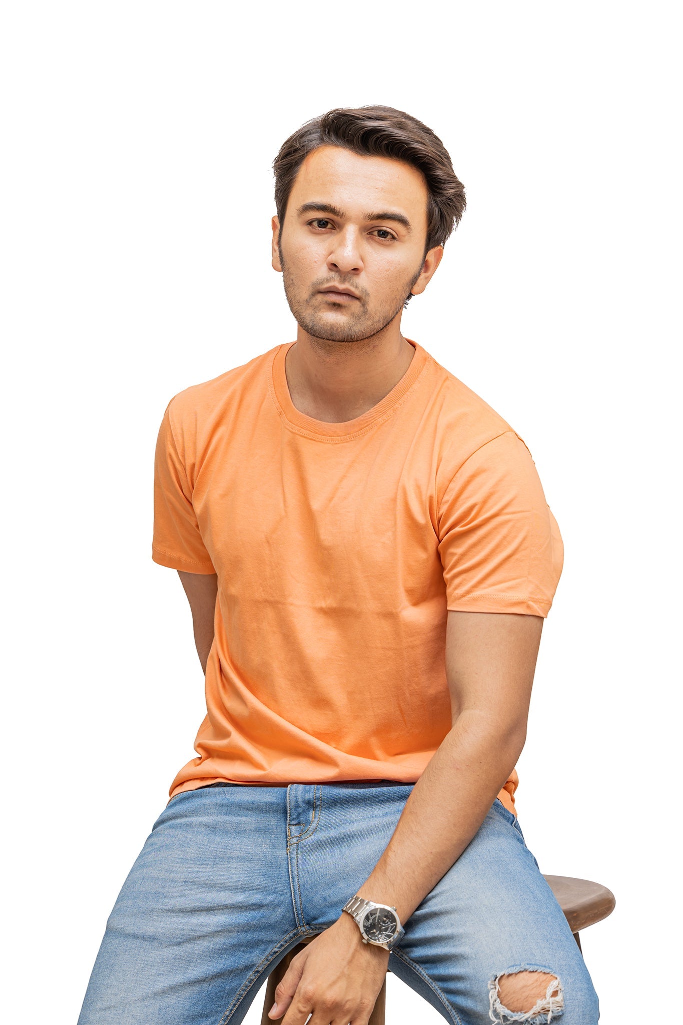 Men's Peach Sunset Plain T-shirt 001