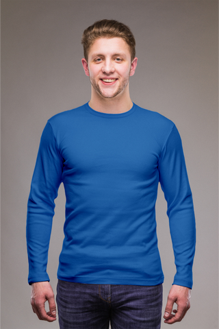 Men's Royal Blue Full Sleeves T-shirts 001