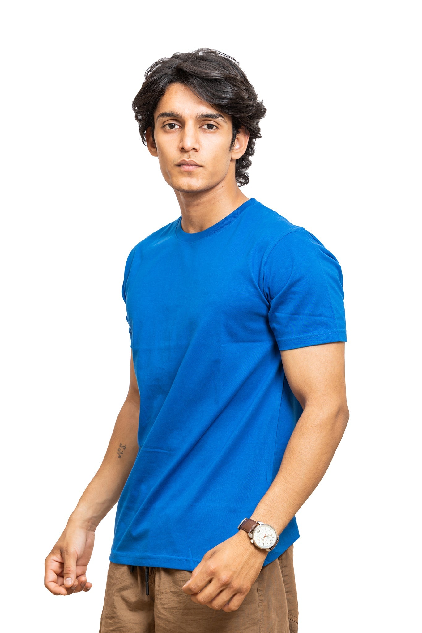 Men's Royal Blue Plain T-shirt 001