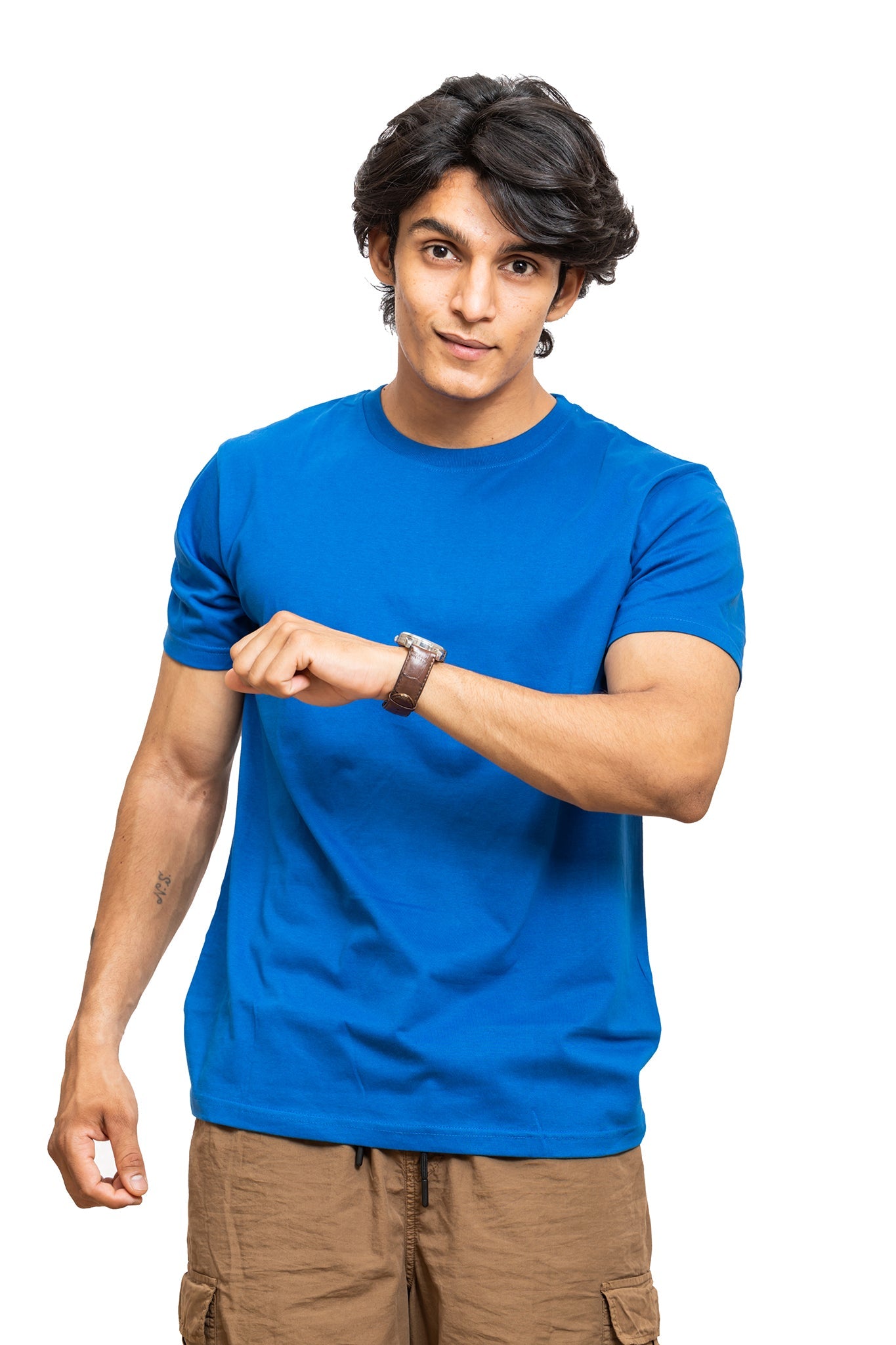 Men's Royal Blue Plain T-shirt 003