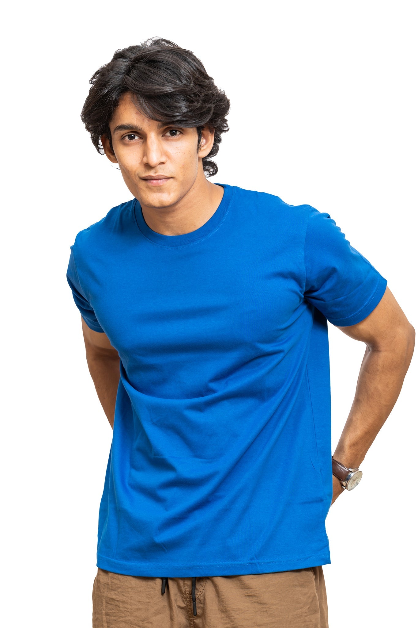 Men's Royal Blue Plain T-shirt 004