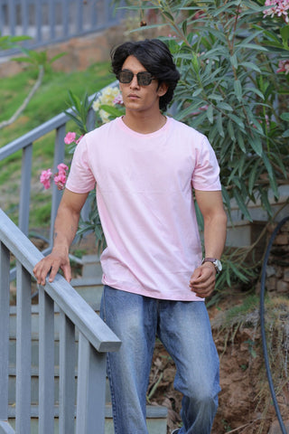 Men's Soft Pink Bliss Plain T-shirt 001