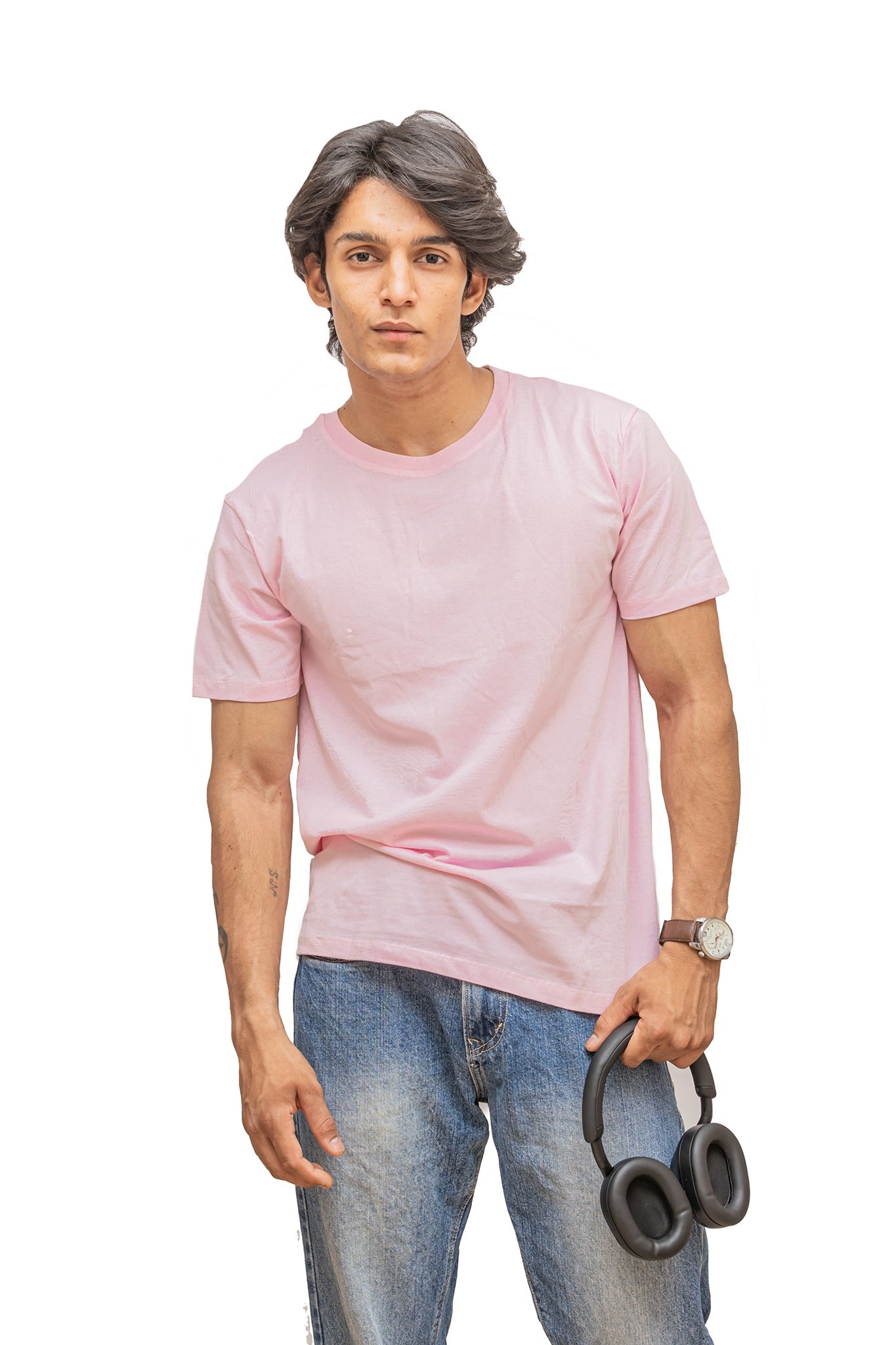 Men's Soft Pink Bliss Plain T-shirt 008