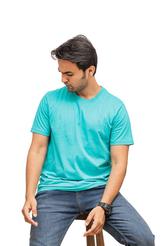 Men's Rejuvenate Teal Plain T-shirt 001