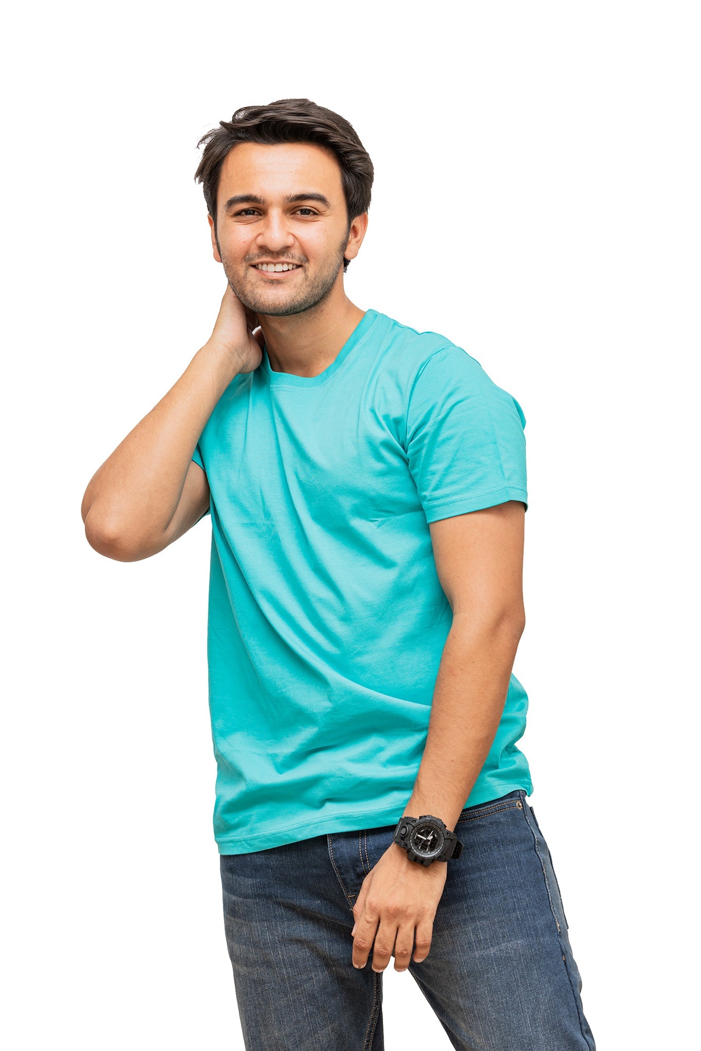 Men's Rejuvenate Teal Plain T-shirt 004