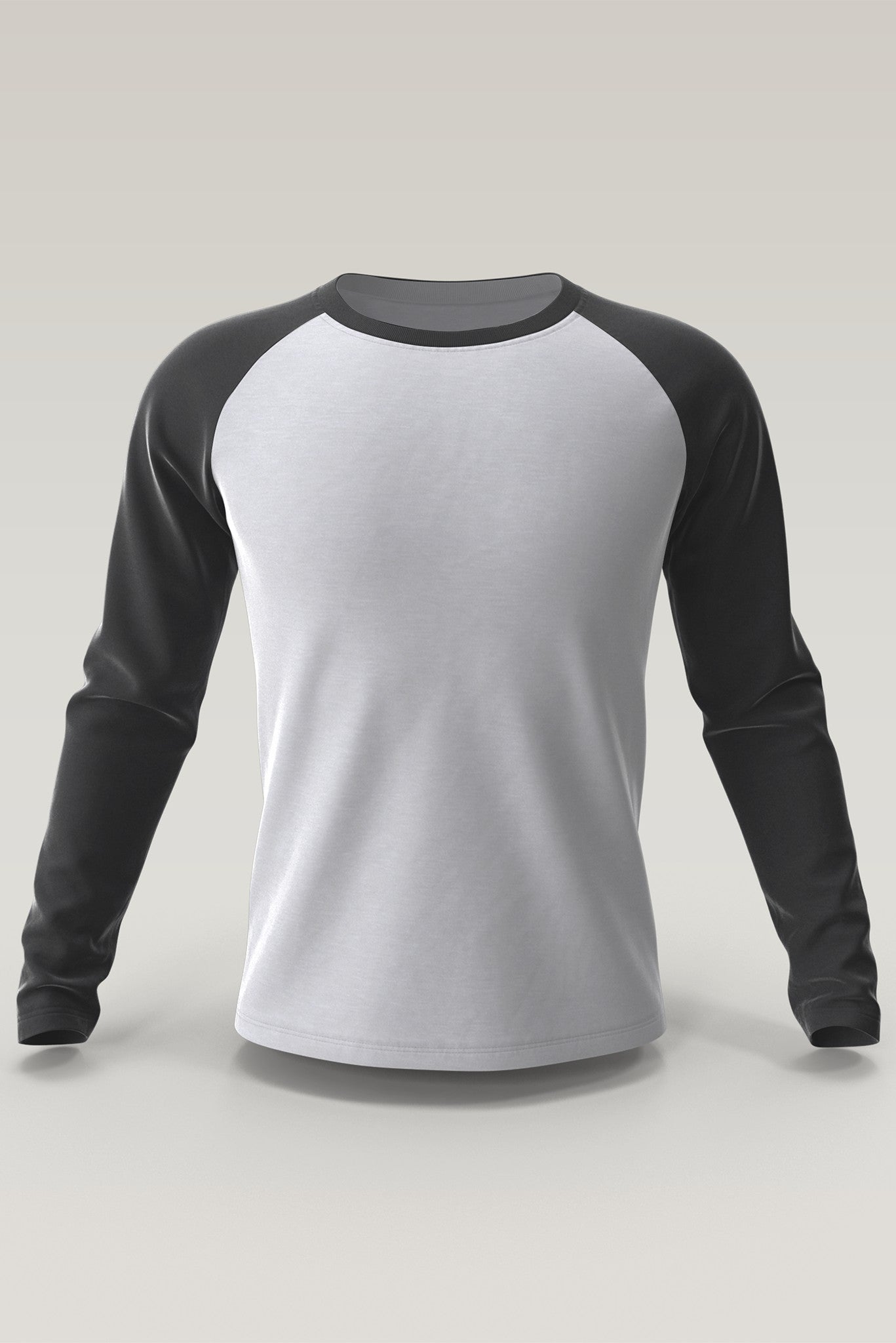 Men's White - Black Raglan Full Sleeves T-shirts 001