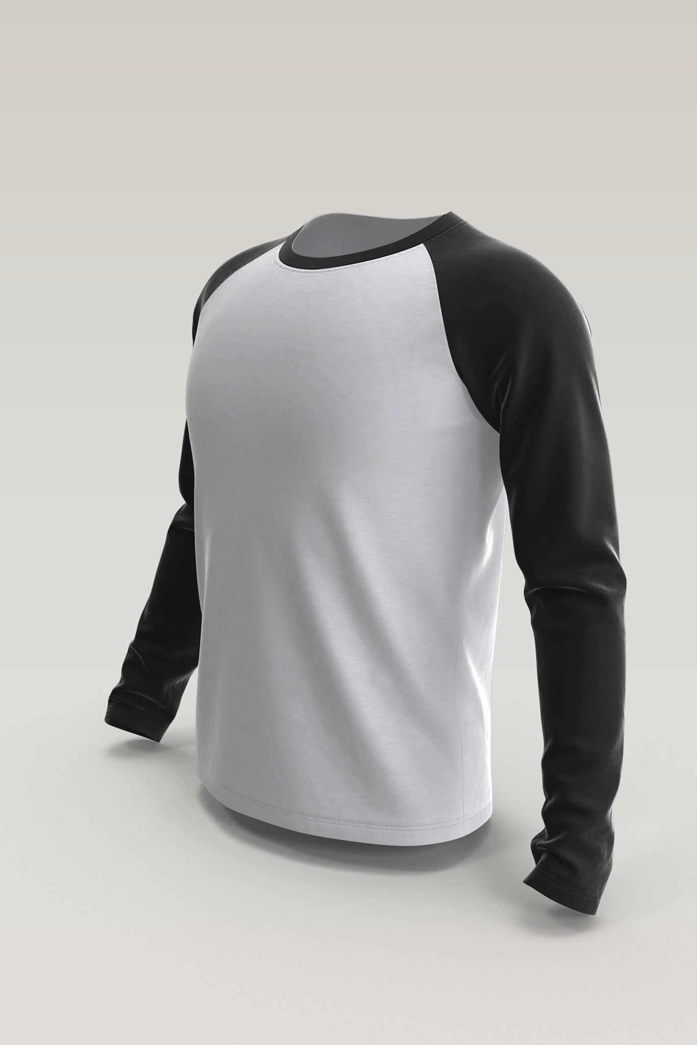 Men's White - Black Raglan Full Sleeves T-shirts 003