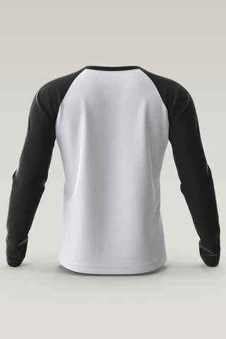 Men's White - Black Raglan Full Sleeves T-shirts 003