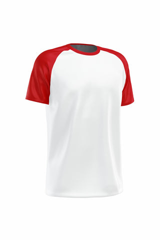 Men's White - Cardinal Heather Raglan T-shirt 002