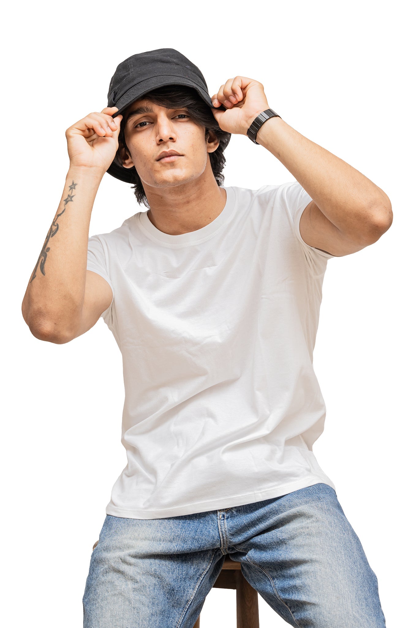 Men's White Elegance Plain T-shirt 003