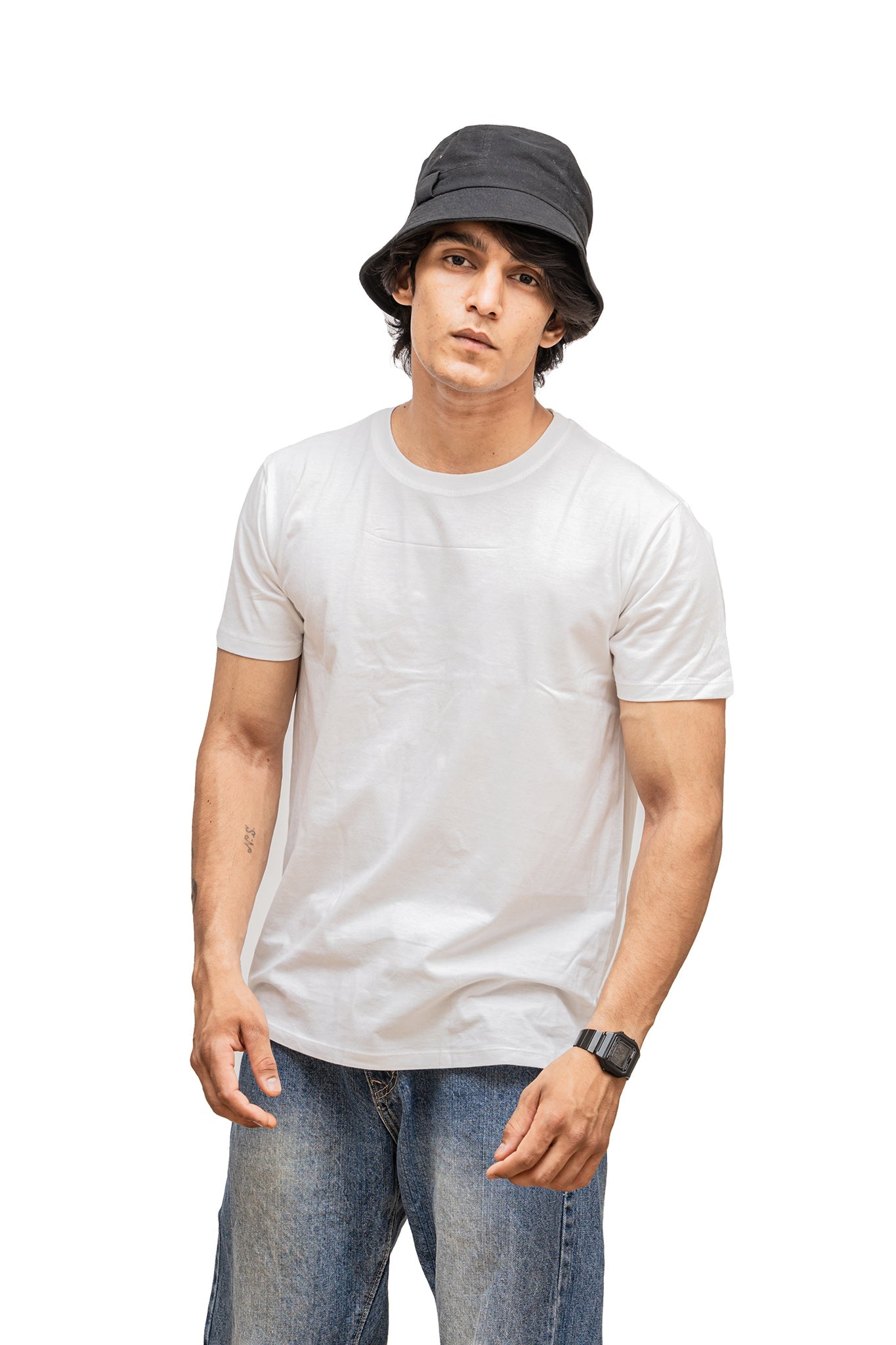 Men's White Elegance Plain T-shirt 005