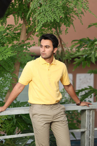 Men's Golden Yellow Polo T-shirt 001