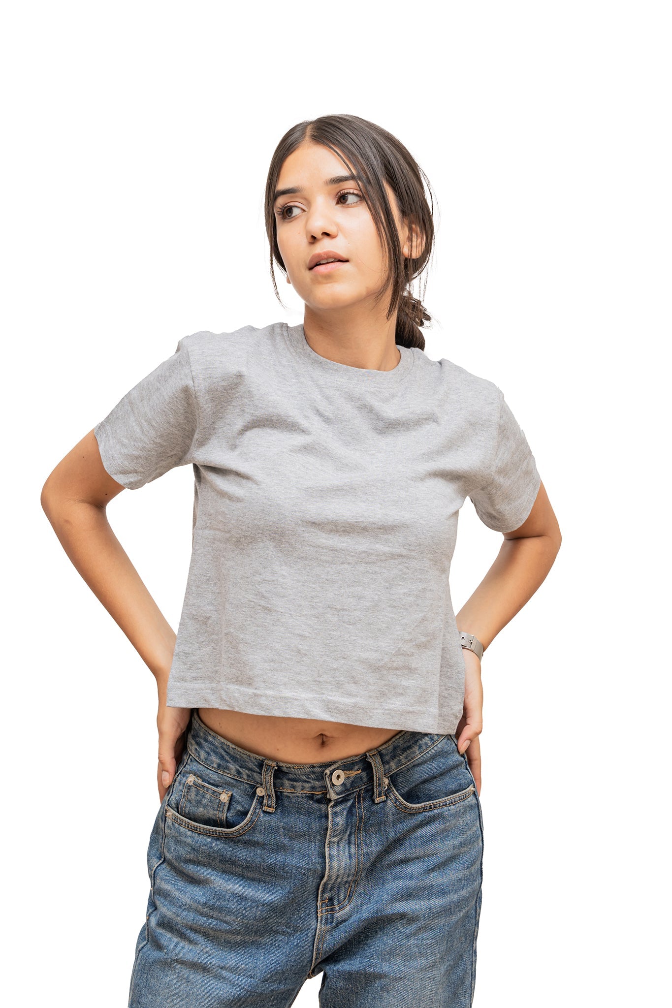 Women's Grey Heather Mist Crop Top 004