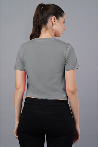 Women's Grey Heather Mist Knot Crop Top 006