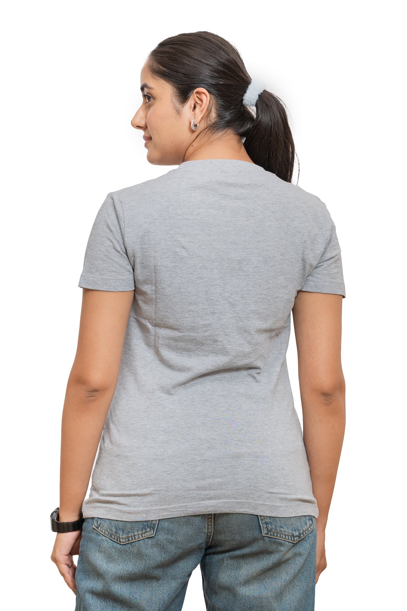 Women's Grey Heather Mist Plain T-shirt 003