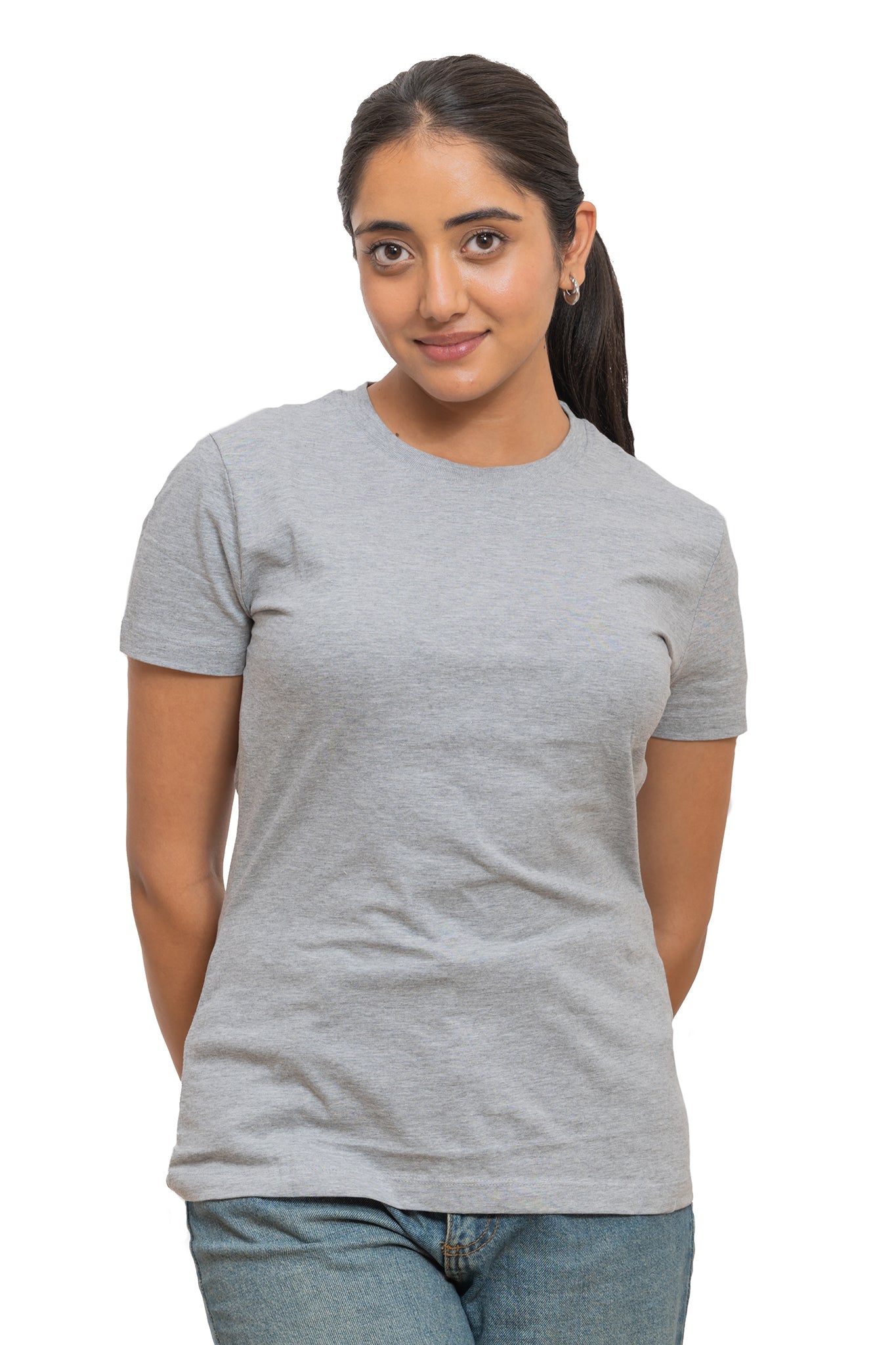 Women's Grey Heather Mist Plain T-shirt 006