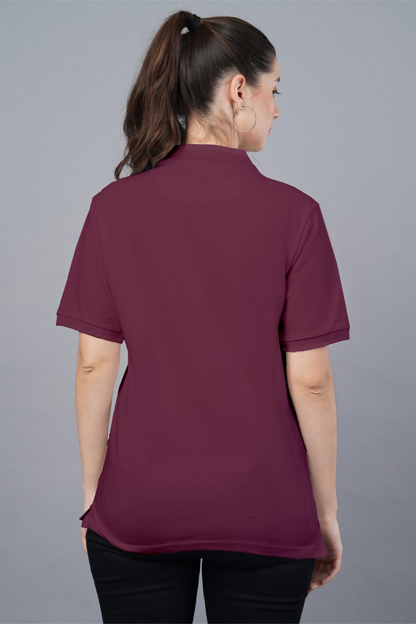 Women's Maroon Wine Polo T-shirt 003