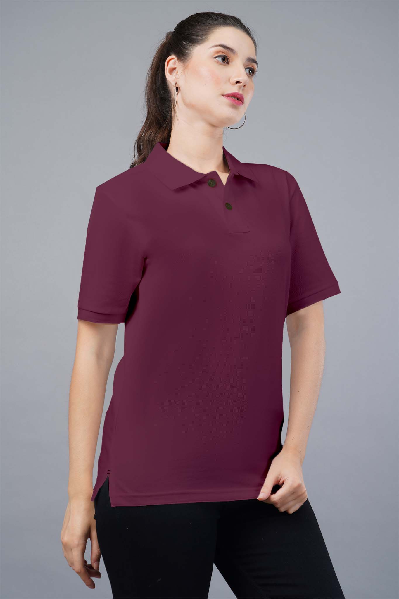 Women's Maroon Wine Polo T-shirt 006