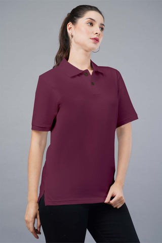 Women's Maroon Wine Polo T-shirt 002