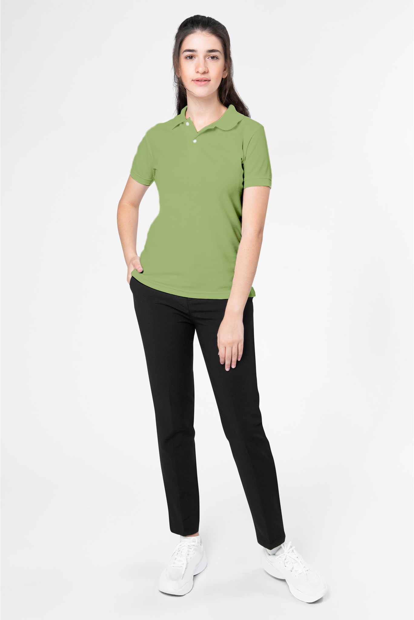 Women's Moss Green Polo T-shirt 001