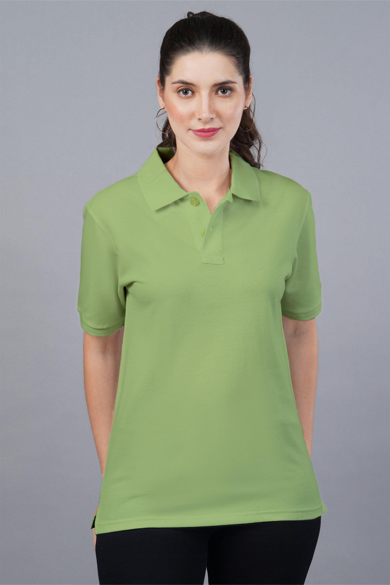 Women's Moss Green Polo T-shirt 002