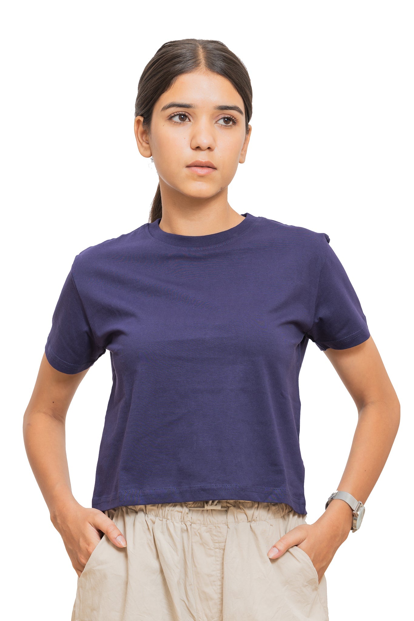 Women's Navy Blue Regal Crop Top 001