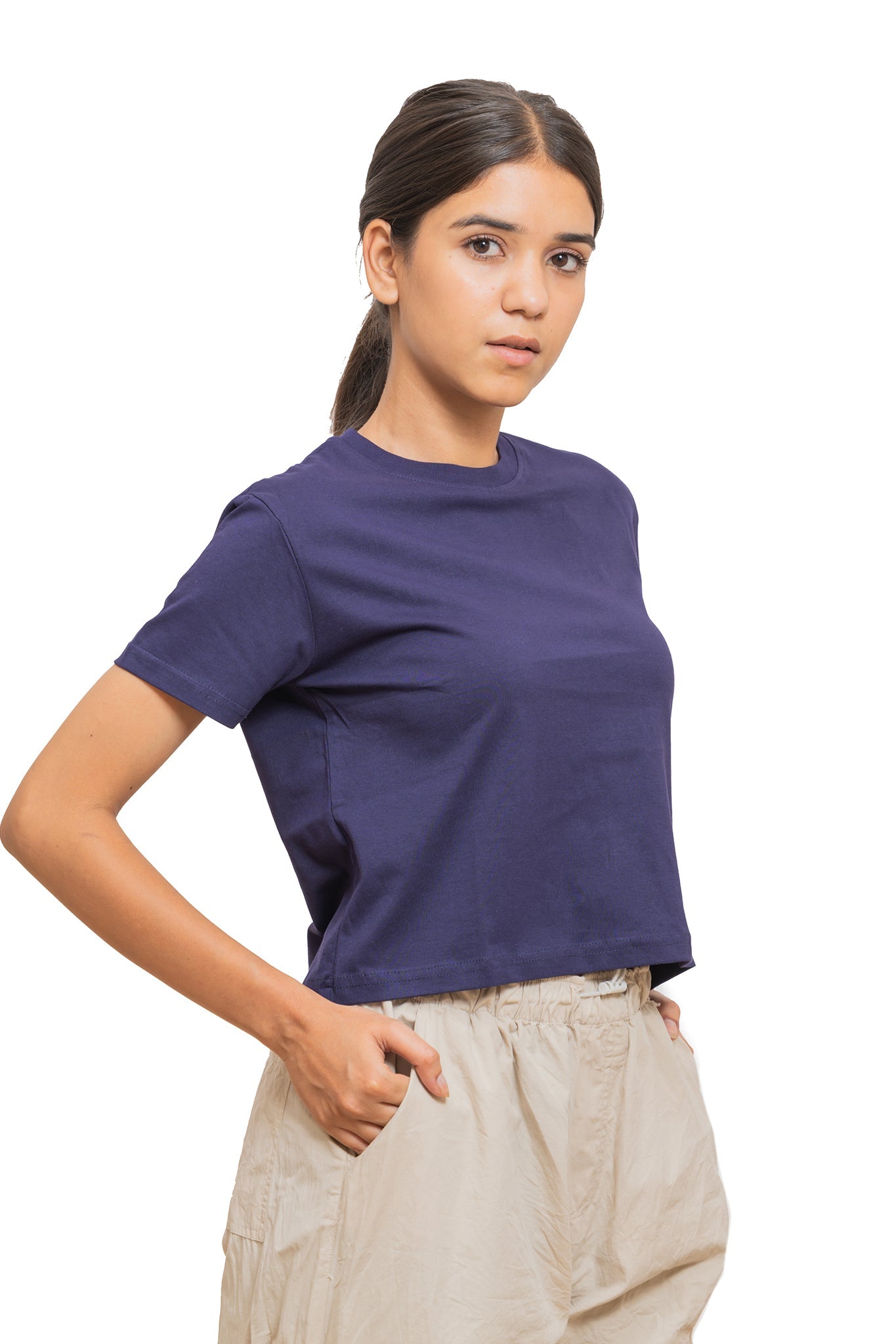 Women's Navy Blue Regal Crop Top 004