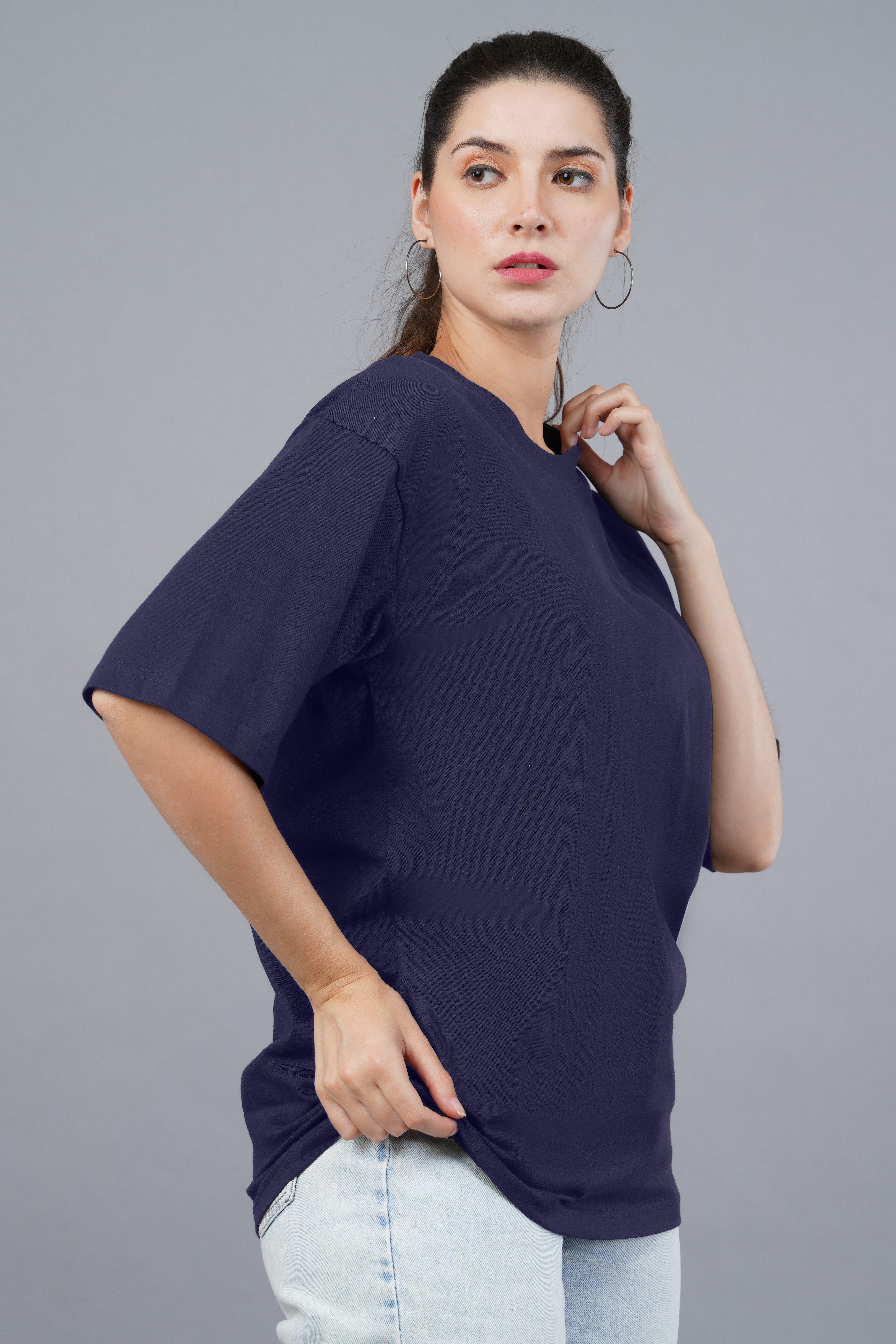 Women's Navy Blue Regal Oversized T-shirt 001