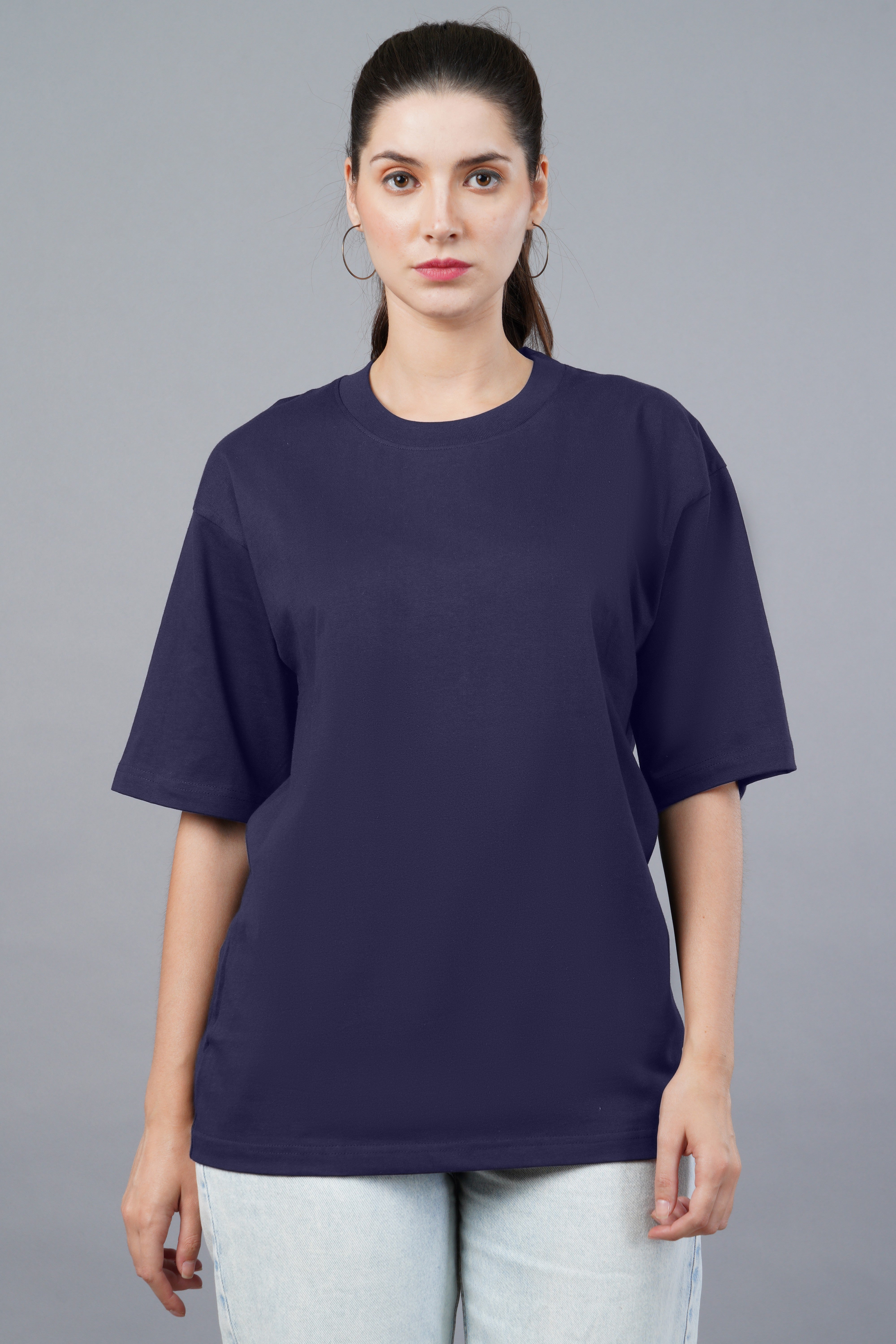 Women's Navy Blue Regal Oversized T-shirt 002