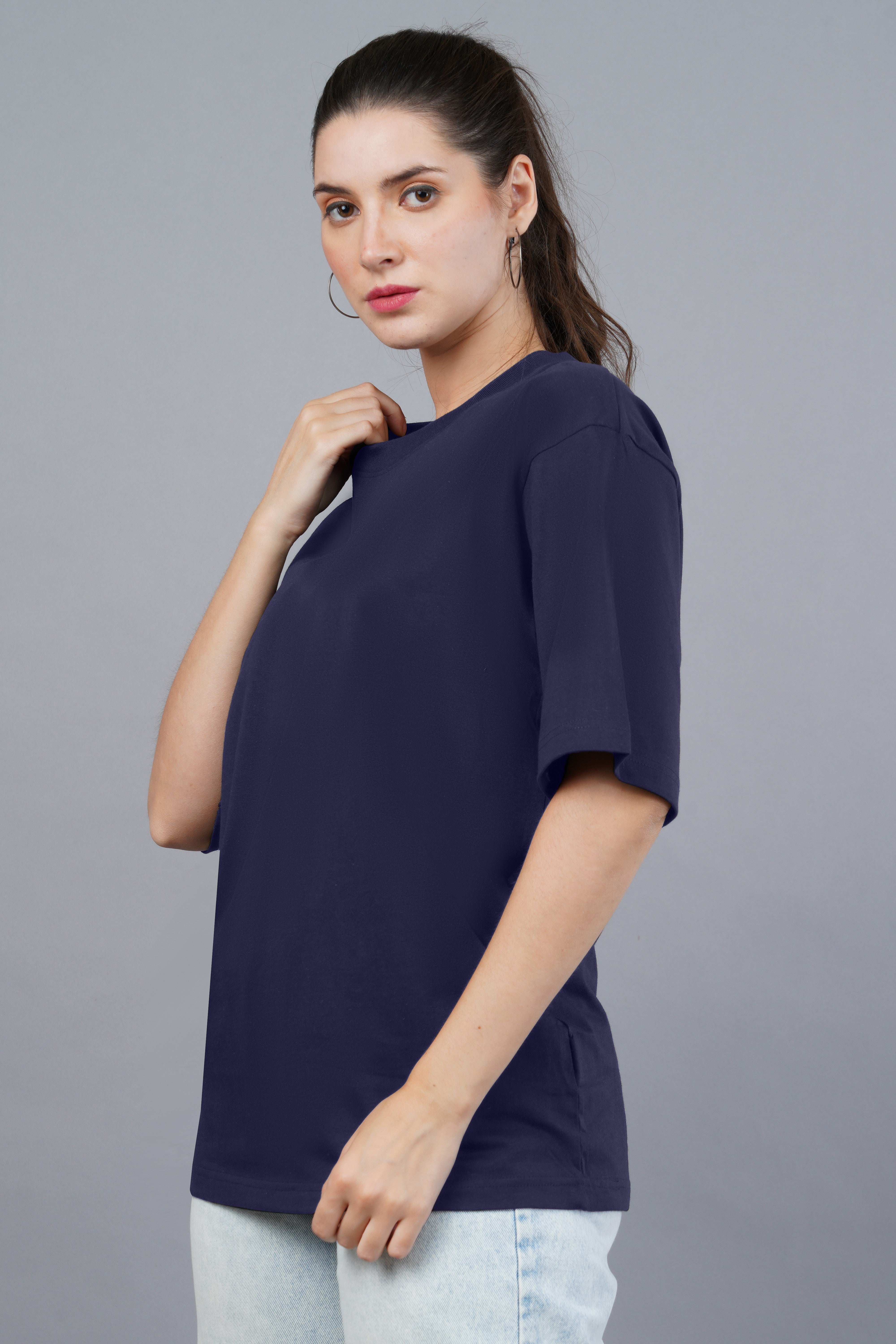 Women's Navy Blue Regal Oversized T-shirt 006