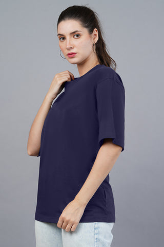 Women's Navy Blue Regal Oversized T-shirt 004